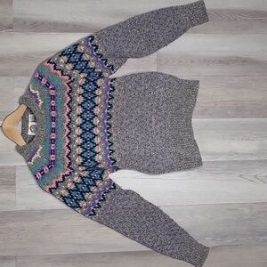 The Eagles Eye Womens 40 Vintage Wool Sweater Knit Fair Isle Dot Cottagecore 80s